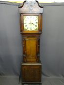 14" SQUARE PAINTED DIAL LONGCASE CLOCK, Roman numerals with subsidiary seconds and date aperture