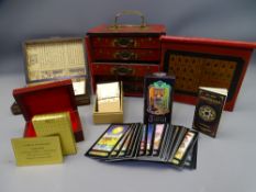 MODERN MAHJONG SETS & PLAYING CARDS including a set made from 99.9% pure 24ct gold foil