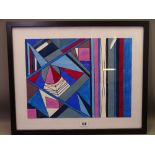 SHAN ECCLES (Emerging Deganwy Artist) acrylic geometric abstract - multicoloured, initialled and