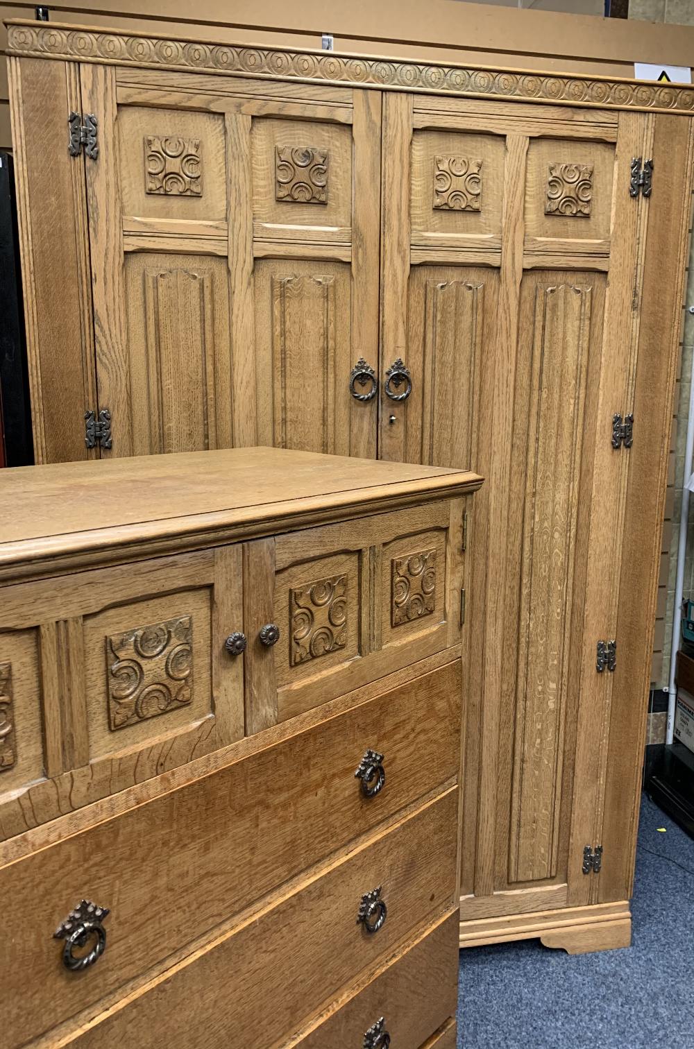 CROWN AY FURNITURE - TWO DOOR WARDROBE & TALL BOY BEDROOM SET