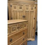 CROWN AY FURNITURE - TWO DOOR WARDROBE & TALL BOY BEDROOM SET