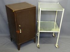 VINTAGE DOCTOR'S TROLLEY having mirrored shelves and wheeled feet, 92cms H, 46cms W, 44cms D and a