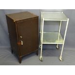 VINTAGE DOCTOR'S TROLLEY having mirrored shelves and wheeled feet, 92cms H, 46cms W, 44cms D and a