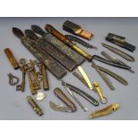 MIXED COLLECTABLES GROUP to include a quantity of cut throat razors and three strops, horn and other