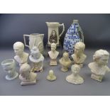 VARIOUS COMPOSITION COMMEMORATIVE BUSTS, a quantity, a David Lloyd George jug and two others