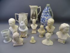 VARIOUS COMPOSITION COMMEMORATIVE BUSTS, a quantity, a David Lloyd George jug and two others