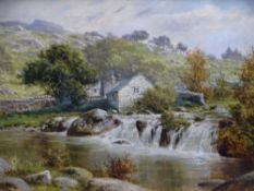 WILLIAM HENRY MANDER oil on canvas - 'An old Welsh mill', label verso, signed, 29.5 x 44cms
