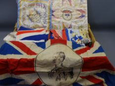 COMMEMORATIVE HANDKERCHIEFS, flags, other linen commemoratives ETC