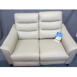 HARVEY GENEVA S662 TWO SEATER ELECTRIC RECLINING SOFA in mushroom leather effect with a USB port