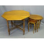 VINTAGE OCCASIONAL TABLES including an Edwardian mahogany octagonal top table on turned supports and