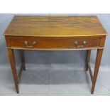 SIDE TABLE, single drawer on tapered supports with bow front, 72 x 87 x 48cms