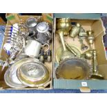 ELECTROPLATE, BRASSWARE an assortment and a pair of old field glasses