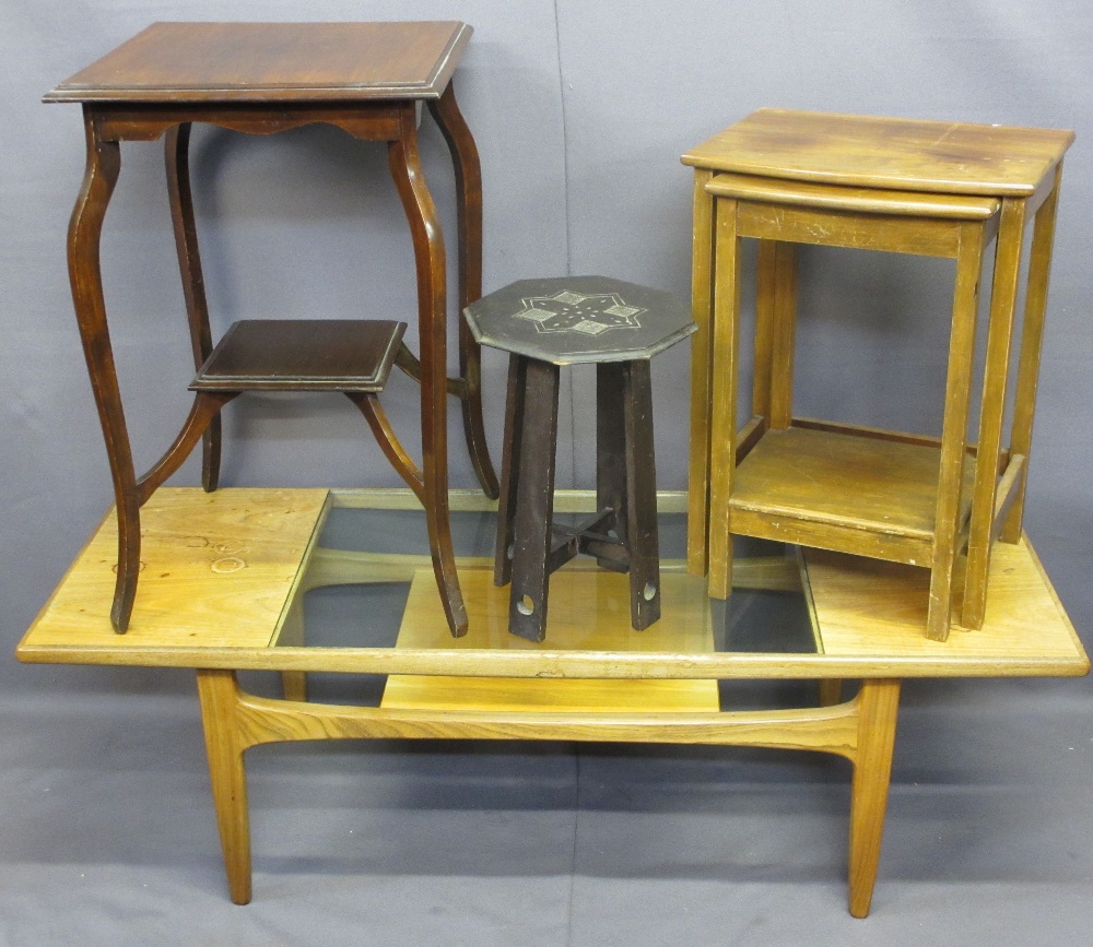 OCCASIONAL TABLES, VARIOUS to include a mid-century G-Plan teak Long-John coffee table with glass