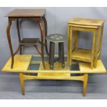 OCCASIONAL TABLES, VARIOUS to include a mid-century G-Plan teak Long-John coffee table with glass
