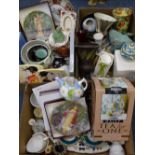 STUDIO POTTERY, HONITON, boxed Pastime Collector's plates, Masons Mandalay and other china items,