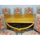 EXCELLENT REPRODUCTION REFECTORY TABLE & SIX (4 + 2) DINING CHAIRS, the 4cm thick top with cleated