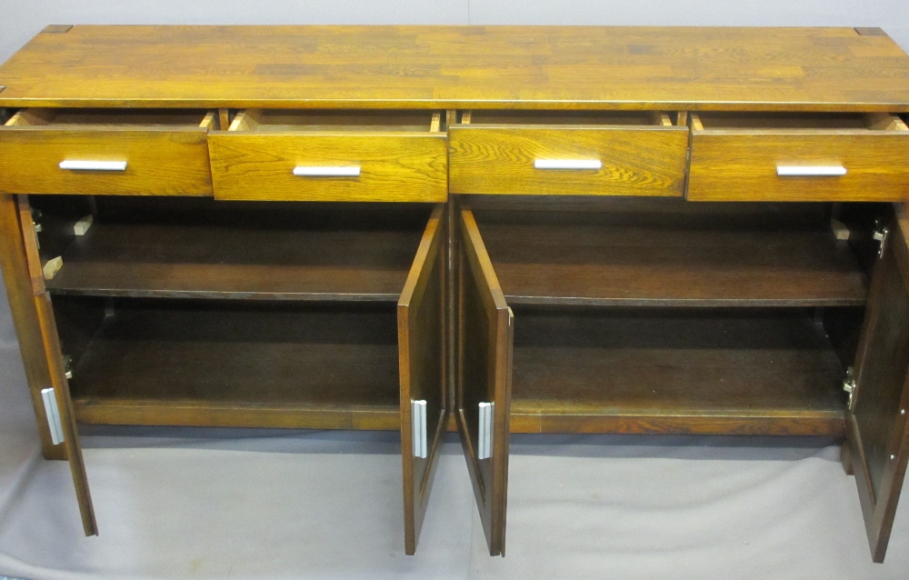 ULTRA MODERN OAK LONG SIDEBOARD with parquet type top over a four drawer and four door cupboard base - Image 2 of 3