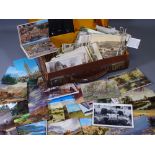 VINTAGE POSTCARDS, PHOTOGRAPHS, North Wales, Cheshire, within a leather case ETC