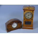 CLOCKS - pendulum mantel clock, 24cms H and another similar era mantel clock