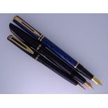 WATERMAN - Vintage (1950s) Black Watermans L2 lever fountain pen and pencil set with gold trim and