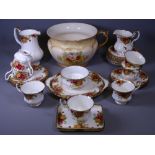 ROYAL ALBERT OLD COUNTRY ROSES TEAWARE, approximately 25 pieces and a Royal Devon chamber pot