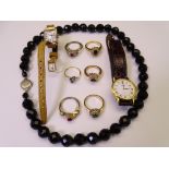 LADY'S VINTAGE & LATER JEWELLERY & WATCHES to include a 9ct gold cased Accurist and a gold plated