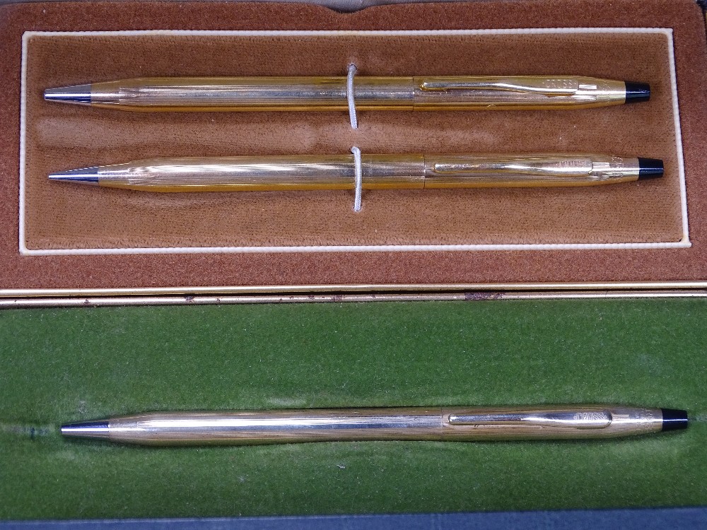 CROSS - Vintage 12ct Gold-filled Cross Century ballpoint pen and pencil set. In a Cross box and