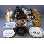 SYLVAC TERRIER, 29cms tall, Szeiler recumbent zebra, other ornaments and china and a Staffordshire