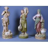 THREE ROYAL DUX FIGURES, typical examples, the tallest 30cms H (A/F)