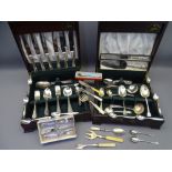 BUTLER PART CANTEENS containing assorted electroplate flatware, Wardonia Sheffield cutlery and loose