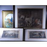 THREE GEORGE MORLAND 18TH CENTURY PRINTS and one other to include 'The carrier's stable',