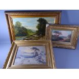 LATE 19TH/EARLY 20TH CENTURY FRAMED OIL PAINTINGS (3) to include W T GRIFFITHS oil on board -