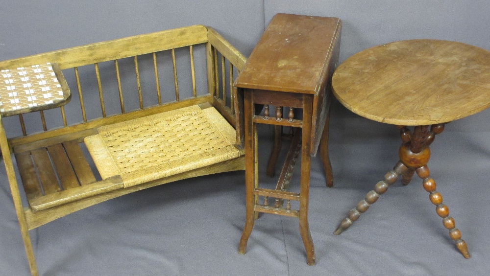 ANTIQUE & LATER OCCASIONAL FURNITURE, three items including an oval top and bobbin turned tripod