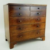 19TH CENTURY MAHOGANY & BOX STRUNG MINIATURE CHEST, fitted six short and long graduated drawers,