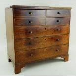 19TH CENTURY MAHOGANY & BOX STRUNG MINIATURE CHEST, fitted six short and long graduated drawers,