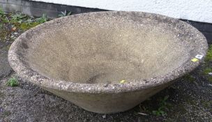 DECORATIVE CONCRETE CONICAL GARDEN BOWL, 89cms diam