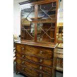 REGENCY MAHOGANY SECRETAIRE BOOKCASE, cavetto cornice above astragal glazed doors enclosing