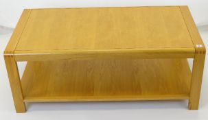 ERCOL 'BOSCO' BLOND OAK COFFEE TABLE, model no. 1387, 115 x 60cms