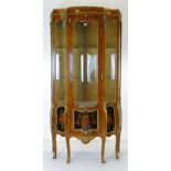 LOUIS XV-STYLE KINGWOOD & BOW FRONT CABINET, gilt metal-mounted with Vernis Martin-style panels to
