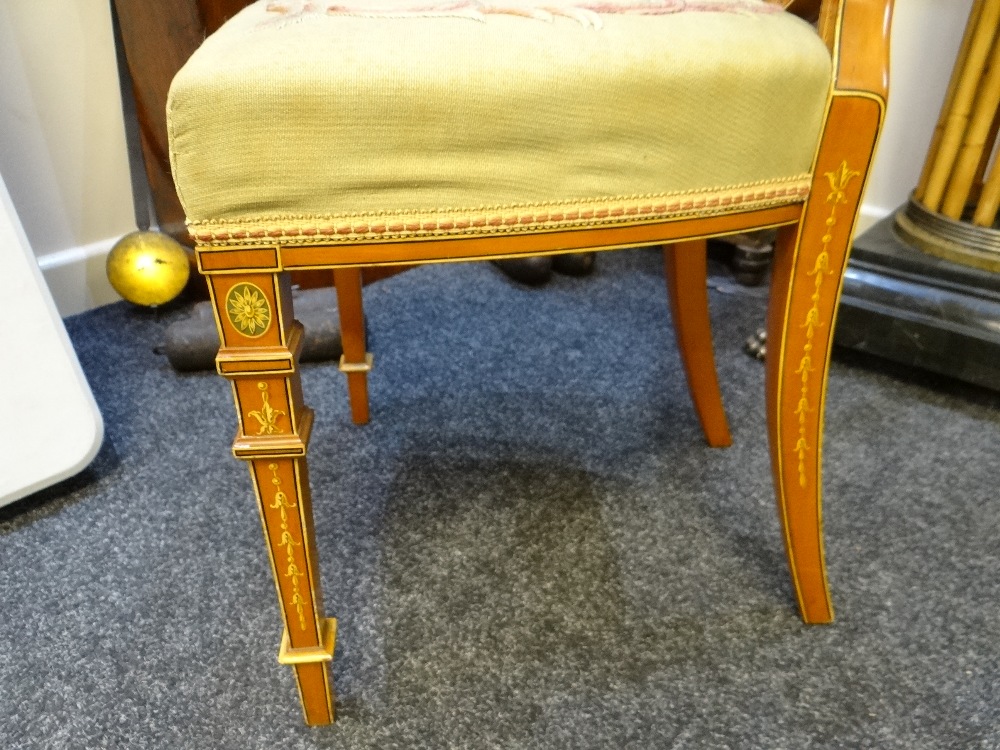 FINE SET OF THREE EDWARDIAN SATINWOOD & POLYCHROME DECORATED CHAIRS, in the Sheraton revival- - Image 36 of 37