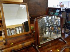 THREE ANTIQUE DRESSING TABLE MIRRORS including a Victorian walnut example with box base (3)