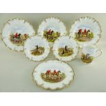 ROYAL CROWN DERBY FIELD SPORTS CHINA, comprising four cabinet plates, two dessert dishes and a
