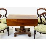 WILLIAM IV MAHOGANY PEMBROKE TABLE & SET OF FOUR MID VICTORIAN WALNUT BALLOON BACK DINING CHAIRS,