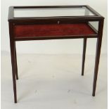 MODERN REPRODUCTION MAHOGANY BIJOUTERIE CABINET, velvet lined with glazed sides and top, 74 x 41 x