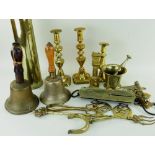 COLLECTION OF VINTAGE BRASS, including WWI artillery shell with presentation inscription dated 1919,