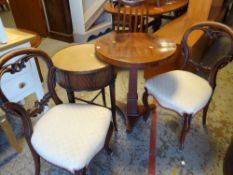 TWO OCCASIONAL TABLES AND TWO DINING CHAIRS., comprising Victorian walnut tripod table, drum top