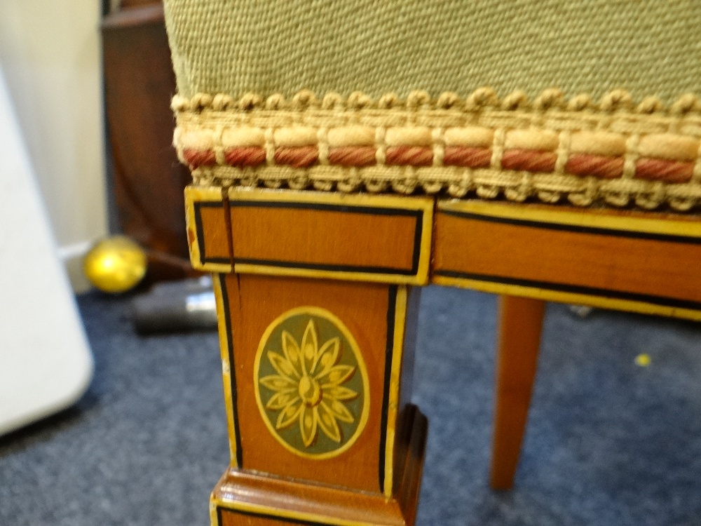 FINE SET OF THREE EDWARDIAN SATINWOOD & POLYCHROME DECORATED CHAIRS, in the Sheraton revival- - Image 11 of 37