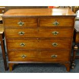 REGENCY MAHOGANY CHEST, reeded top above two short and three graduated long drawers, high bracket