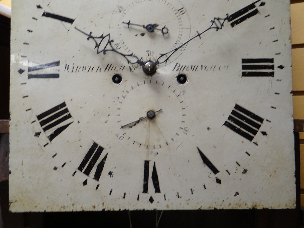 19TH CENTURY MAHOGANY 8-DAY LONGCASE CLOCK, painted moon phase dial signed 'Warwick High St. - Image 39 of 48