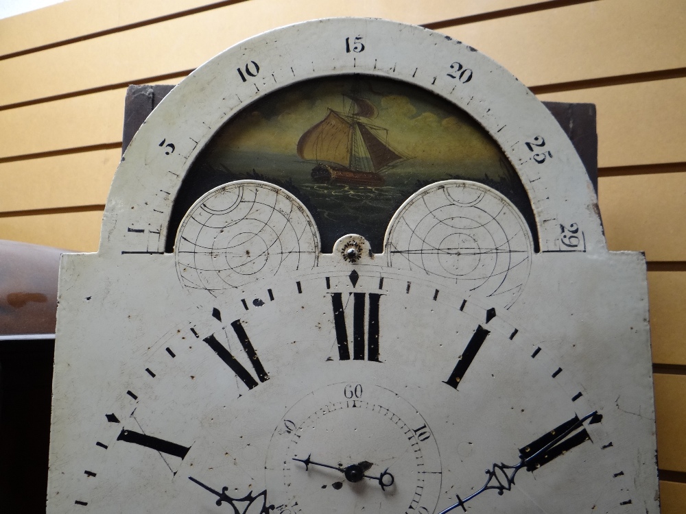 19TH CENTURY MAHOGANY 8-DAY LONGCASE CLOCK, painted moon phase dial signed 'Warwick High St. - Image 42 of 48